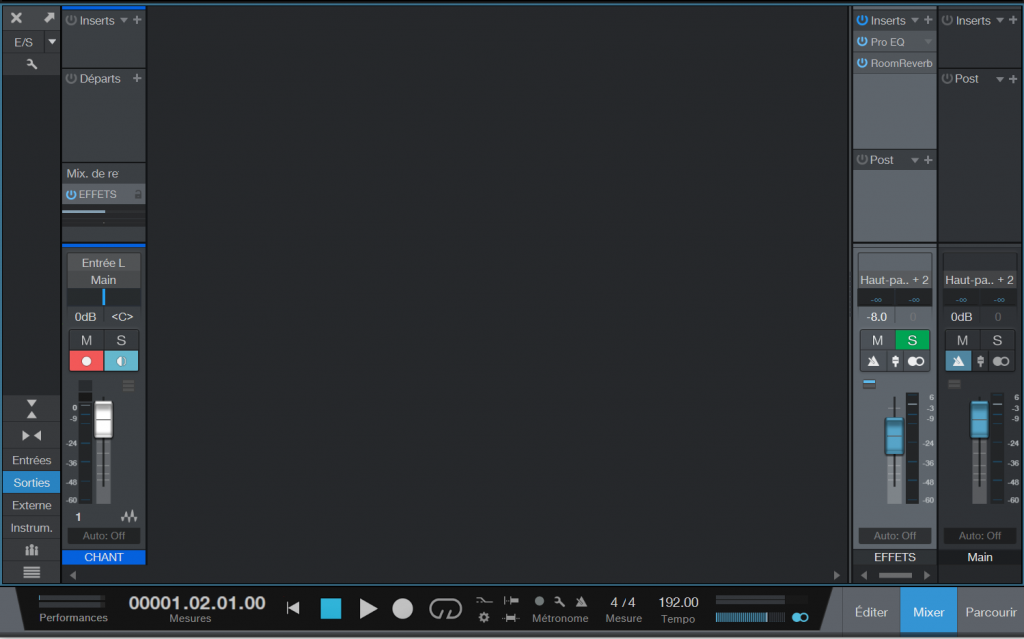 Piste Cue mix sur studio one